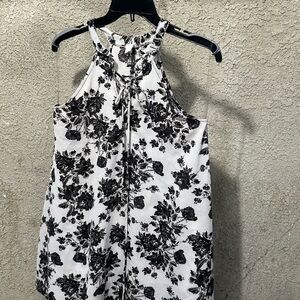 Floral Halter dress- Black and White